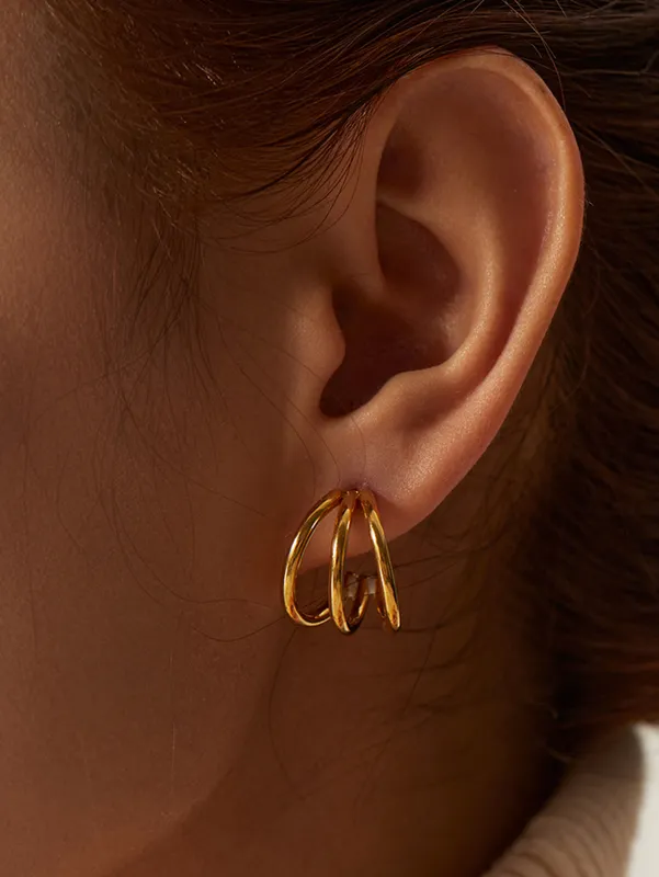 Boucles d'oreilles triples créoles 974,île de la Réunion