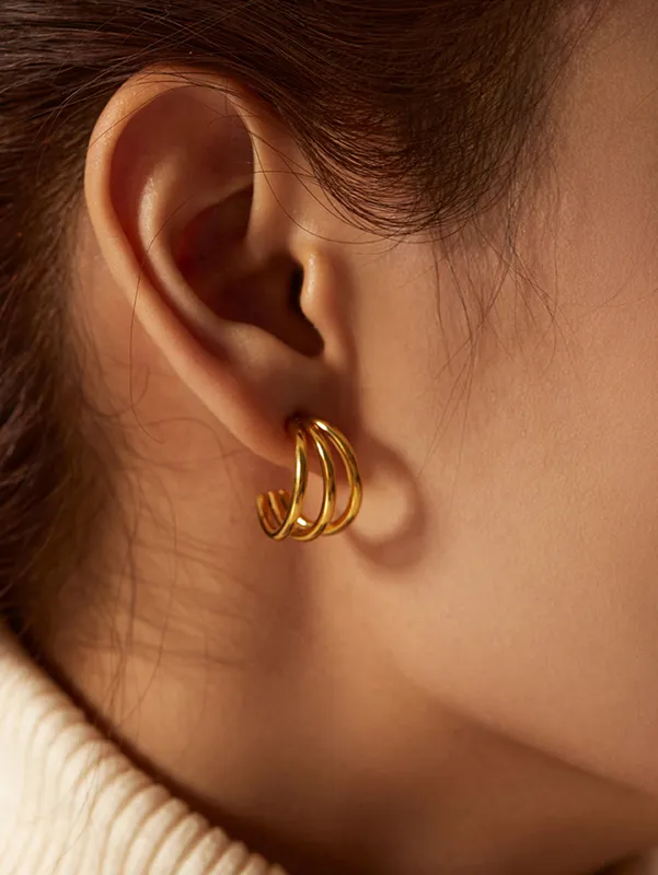 Boucles d'oreilles triples créoles 974,île de la Réunion