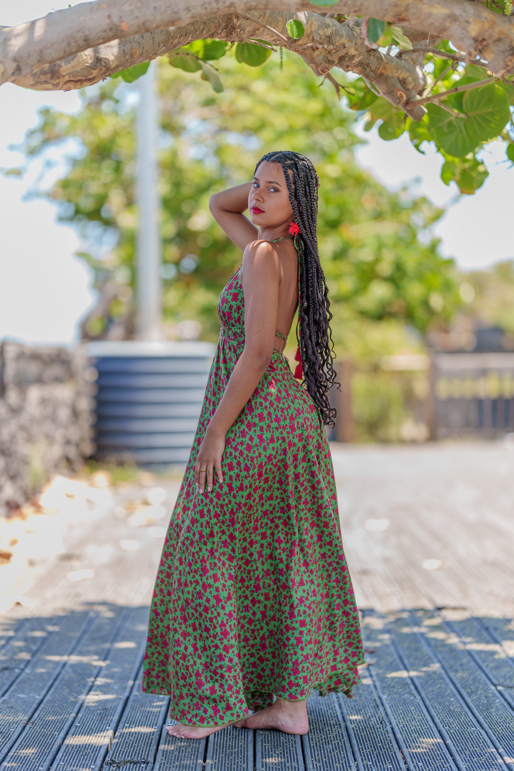 Robe dos nu fleurie 974,ile de la Réunion