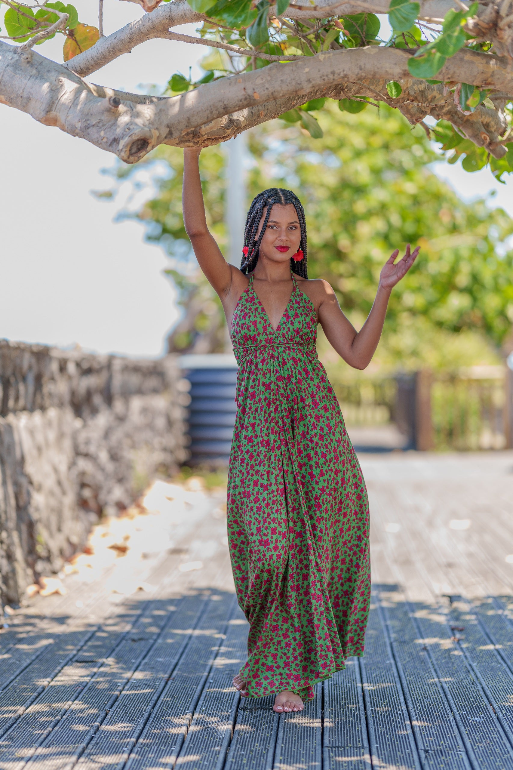 Robe dos nu fleurie 974,ile de la Réunion