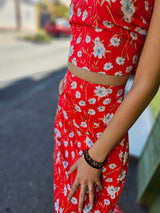 Ensemble jupe longue rouge 974,île de la Réunion