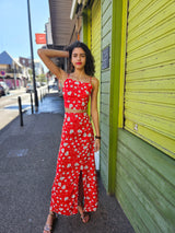 Ensemble jupe longue rouge 974,île de la Réunion