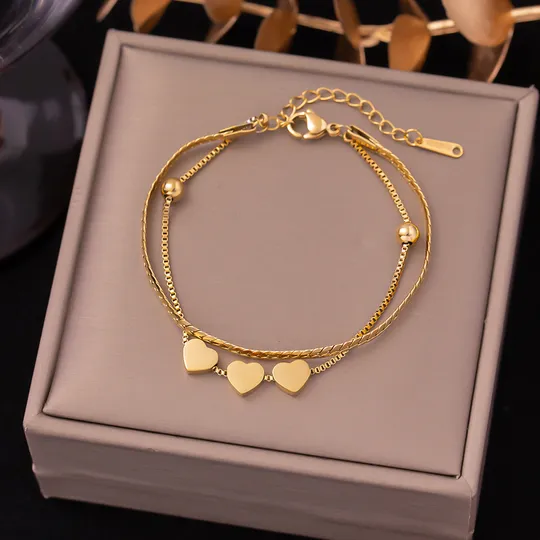 Bracelet double cœur 974, île de la Réunion