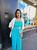 Pantalon fluide bleu turquoise 974