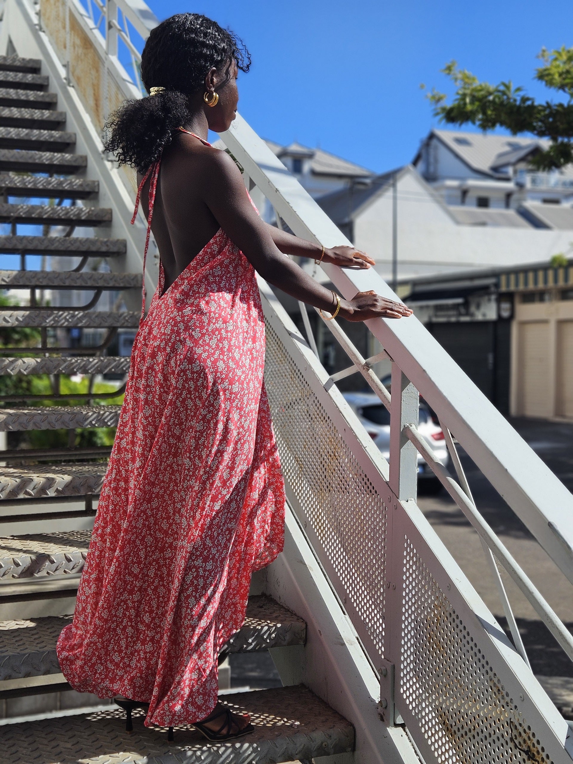 Robe rose dos nu,île de la Réunion 974