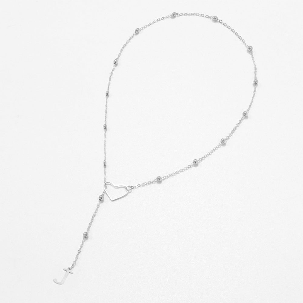 Hollow heart-shaped letter necklace