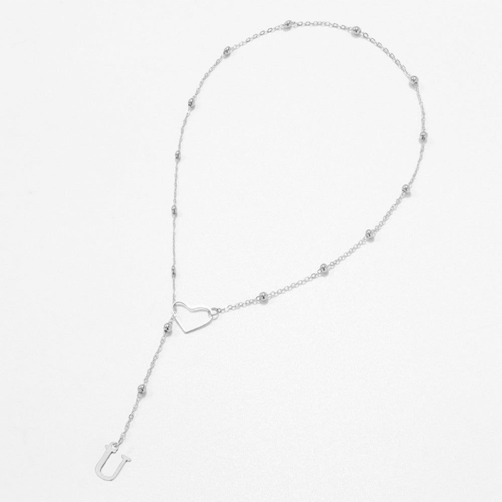 Hollow heart-shaped letter necklace