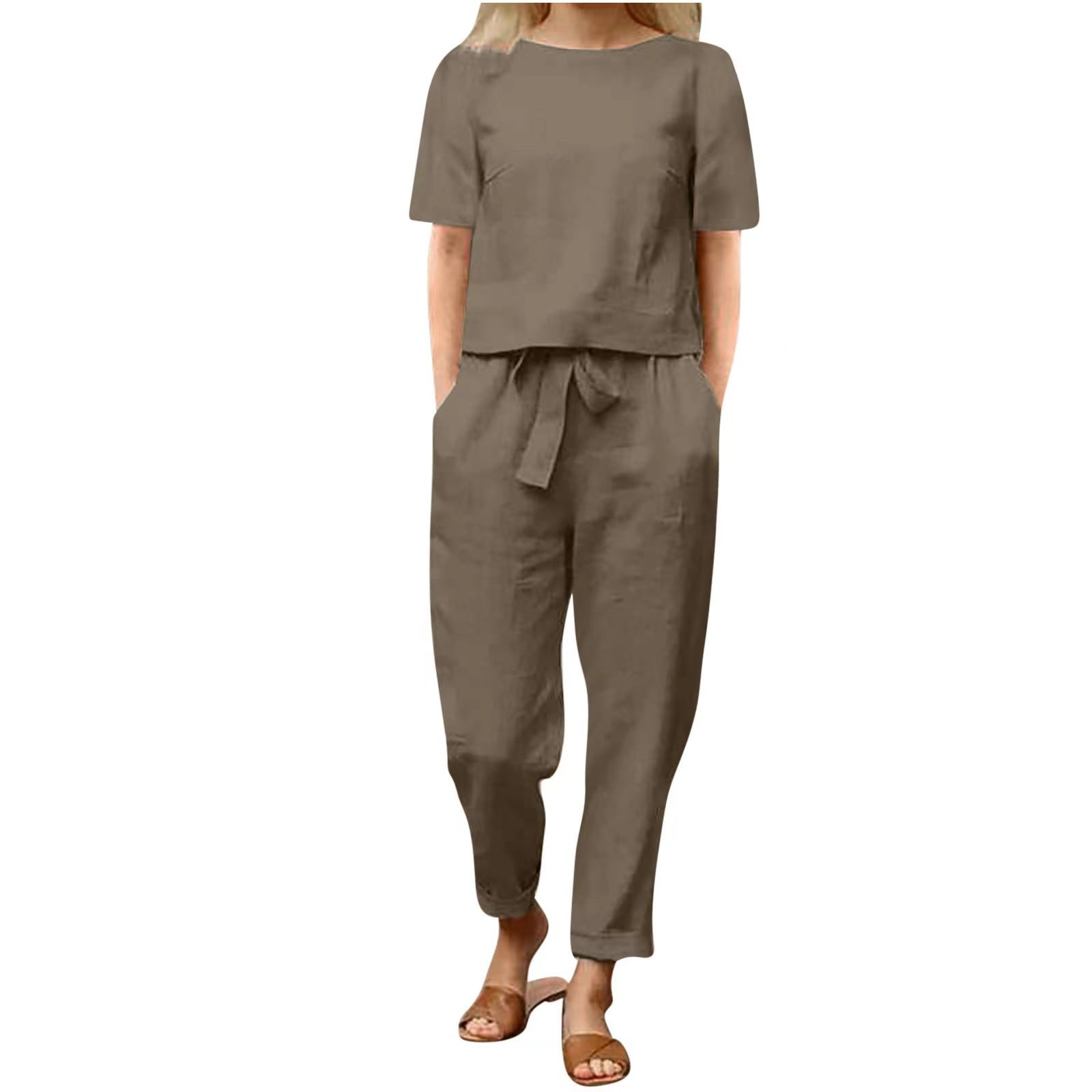 Ensemble femme pantalon fluide en tissu naturel respirant – style chic et confortable