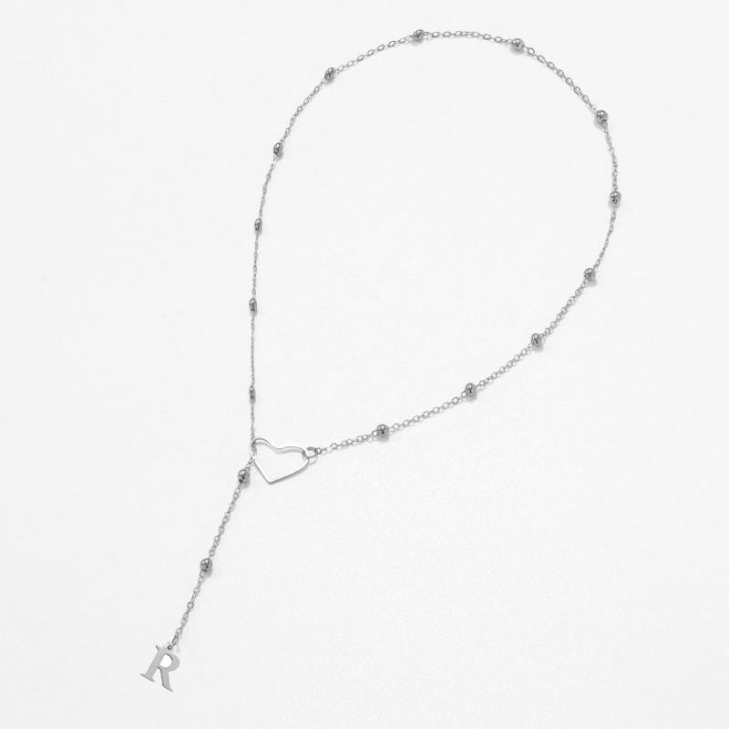 Hollow heart-shaped letter necklace