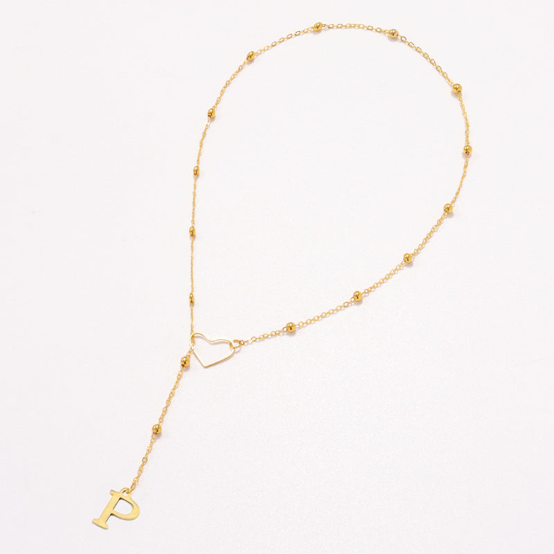 Hollow heart-shaped letter necklace
