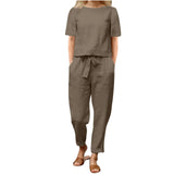 Ensemble femme pantalon fluide en tissu naturel respirant – style chic et confortable