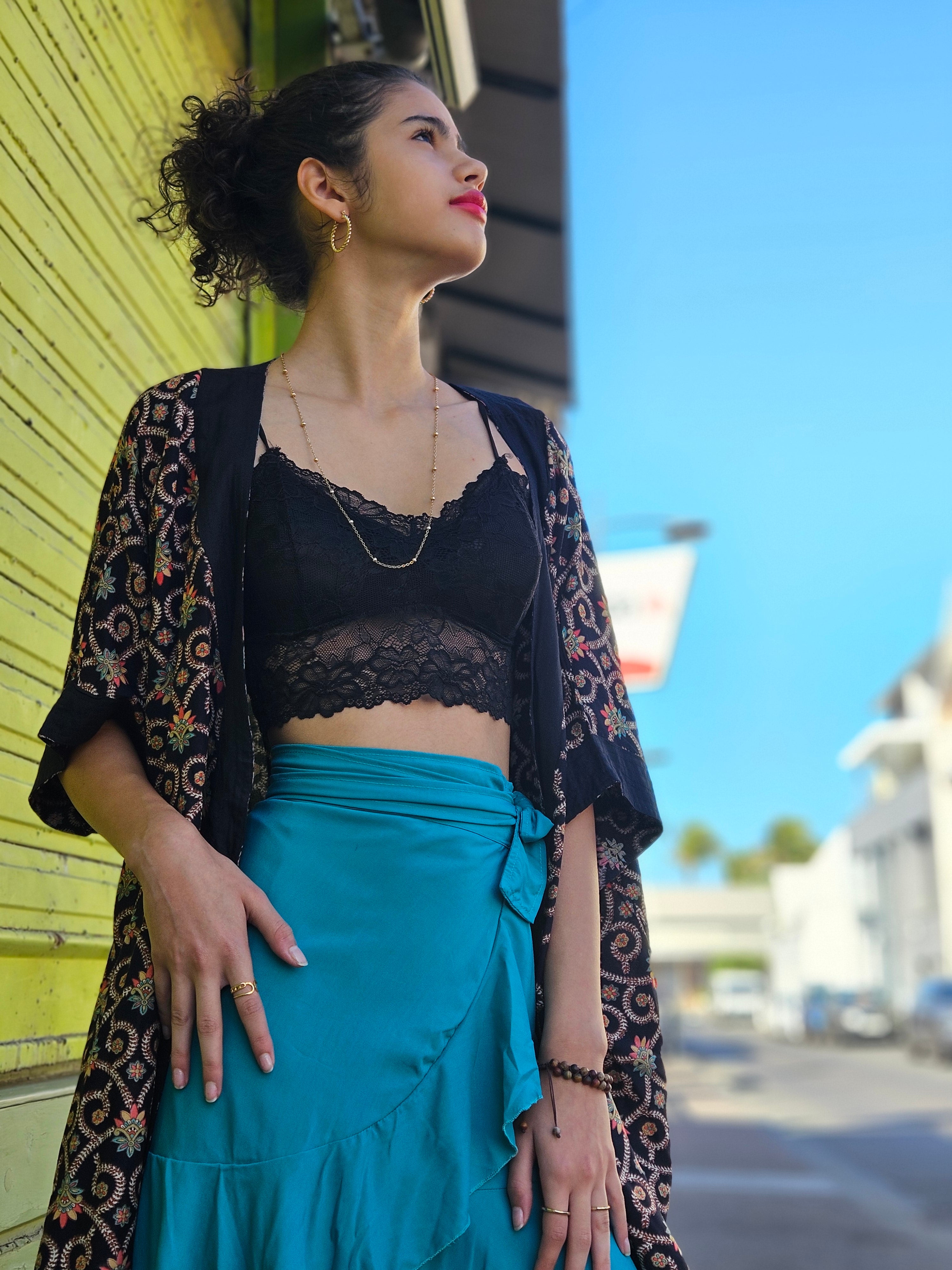 Jupe courte porte-feuille turquoise 974,île de la Réunion