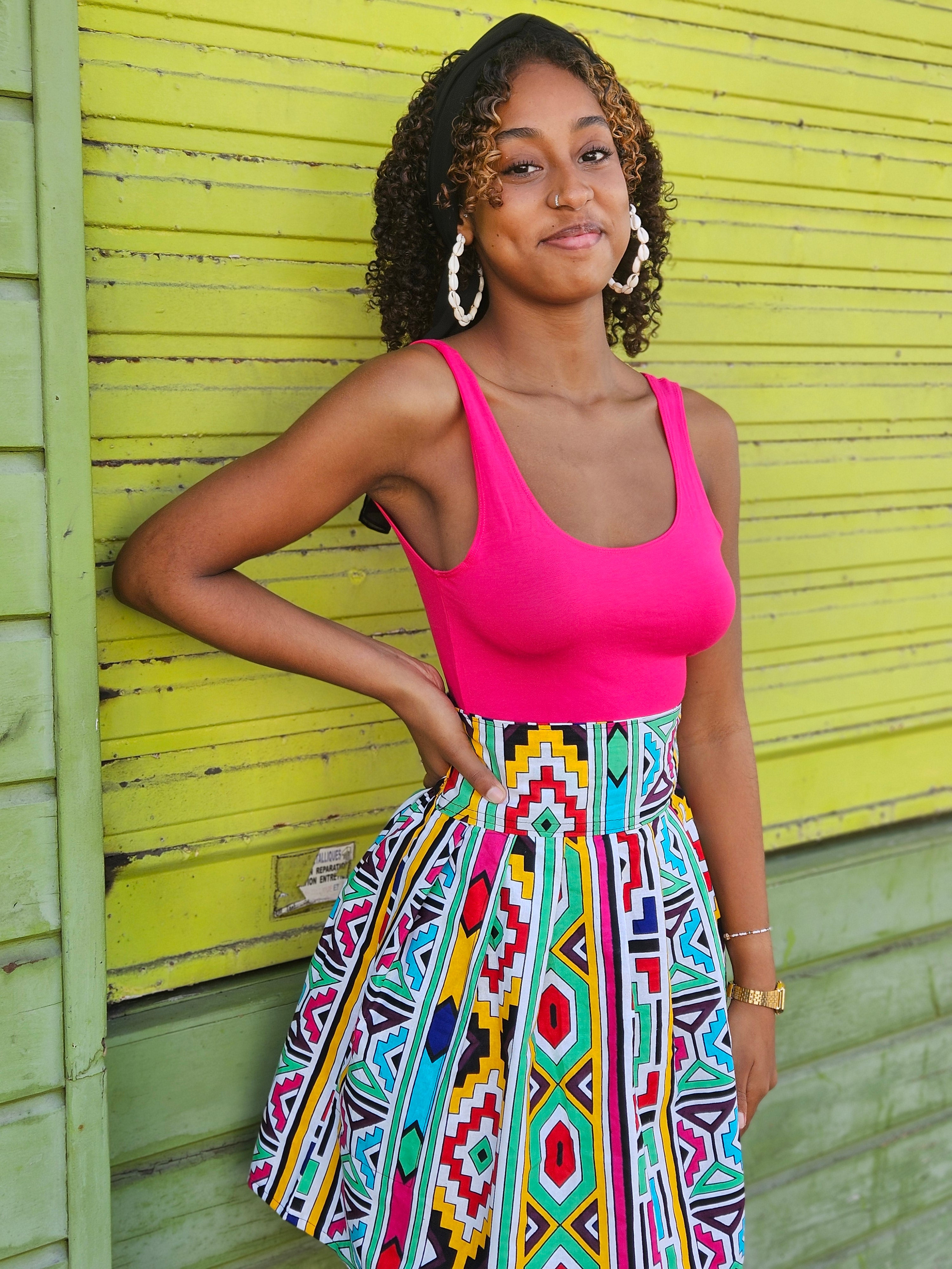 Jupe courte wax africaine 974,île de la Réunion