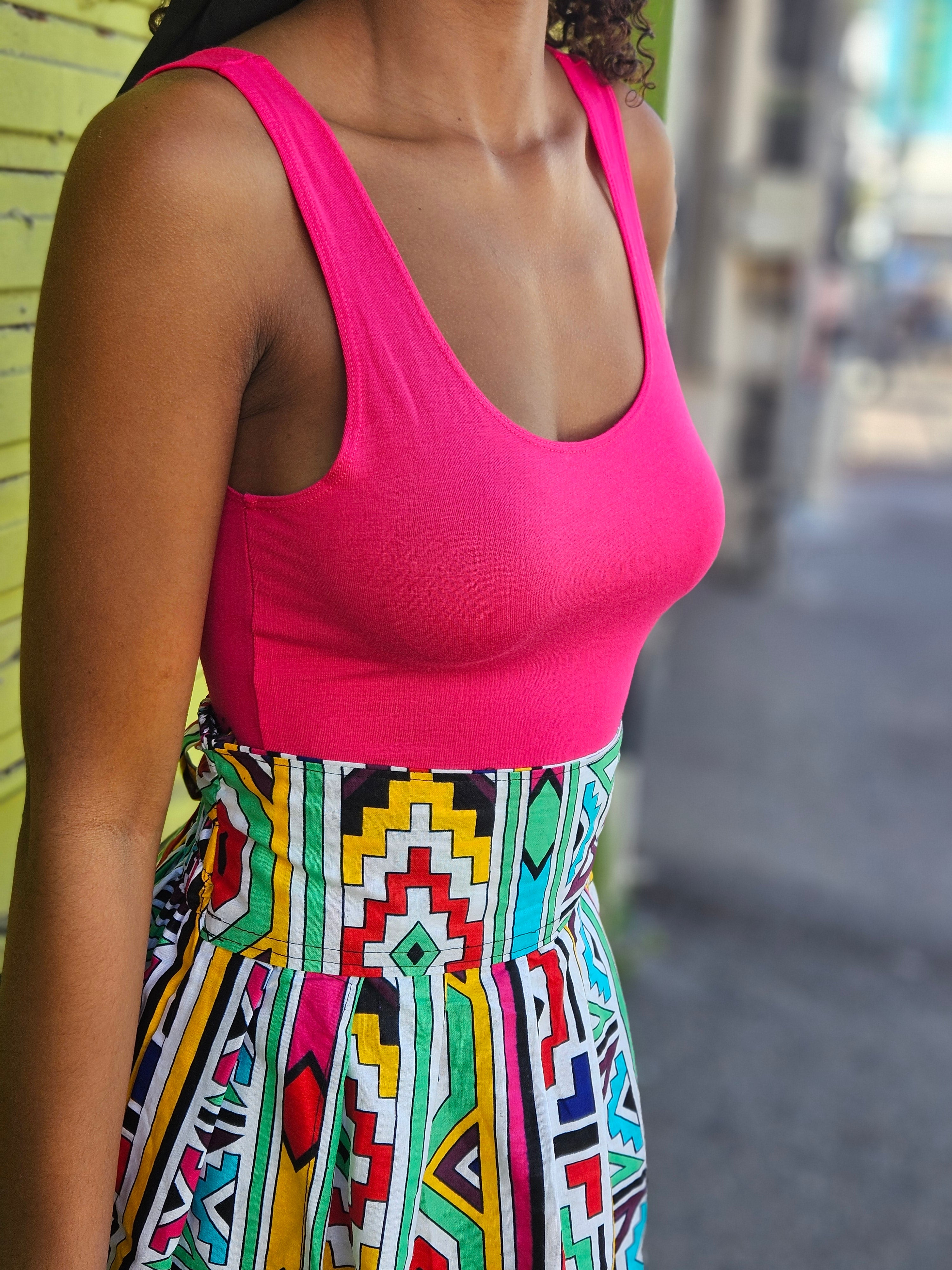 Jupe courte wax africaine 974,île de la Réunion