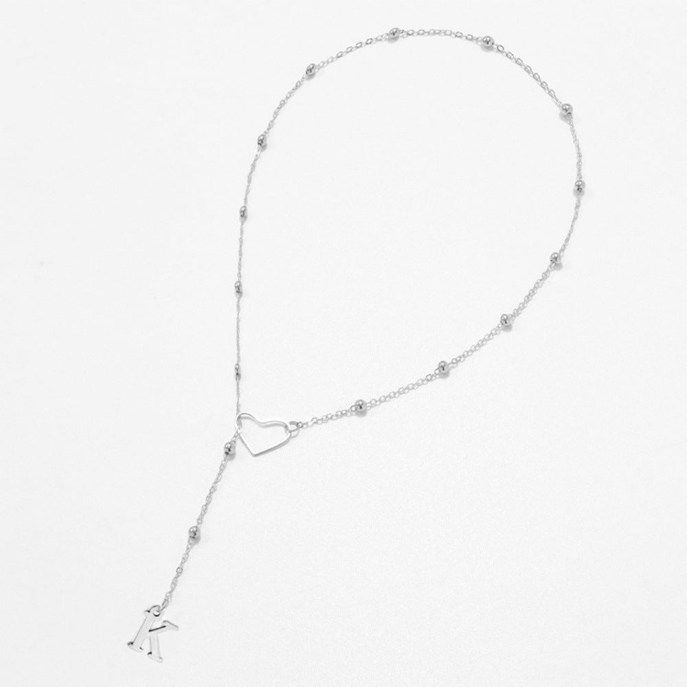 Hollow heart-shaped letter necklace
