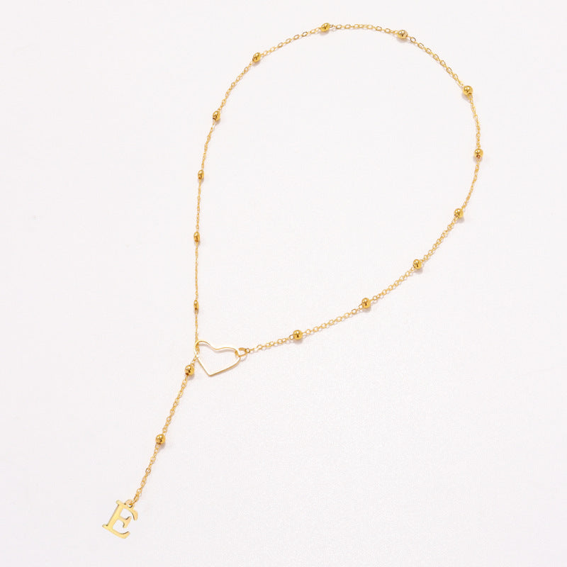 Hollow heart-shaped letter necklace