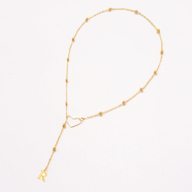 Hollow heart-shaped letter necklace