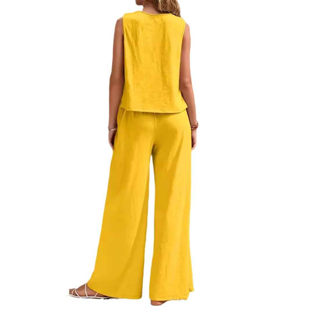 Ensemble femme fluide été – Top ample & pantalon large – Coloris multiples