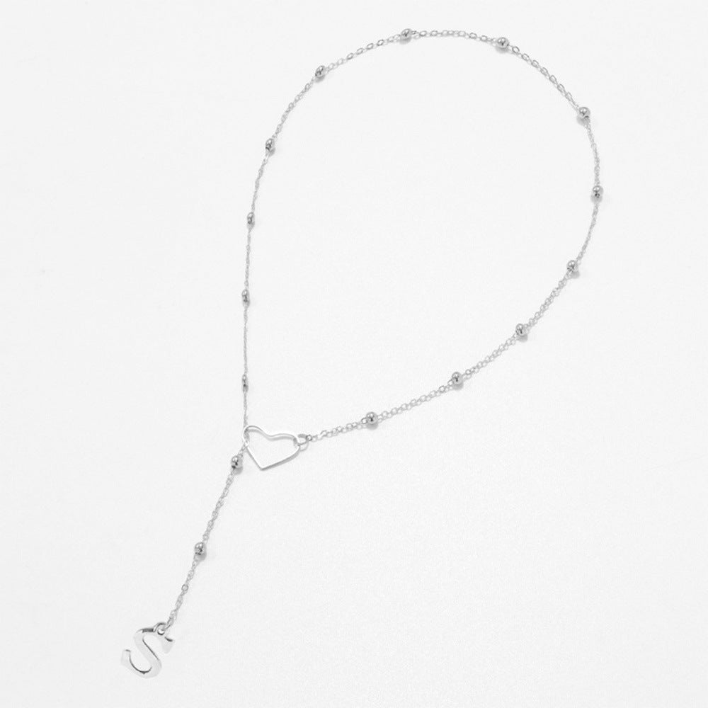 Hollow heart-shaped letter necklace
