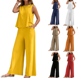 Ensemble femme fluide été – Top ample & pantalon large – Coloris multiples