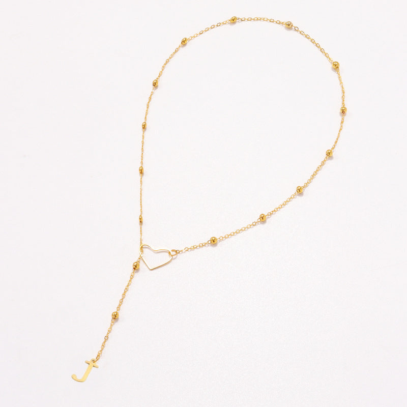 Hollow heart-shaped letter necklace