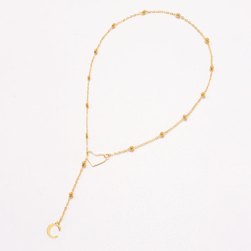 Hollow heart-shaped letter necklace