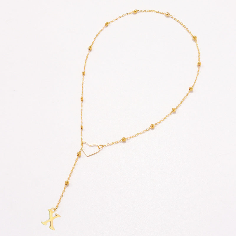 Hollow heart-shaped letter necklace