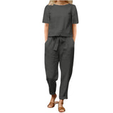 Ensemble femme pantalon fluide en tissu naturel respirant – style chic et confortable