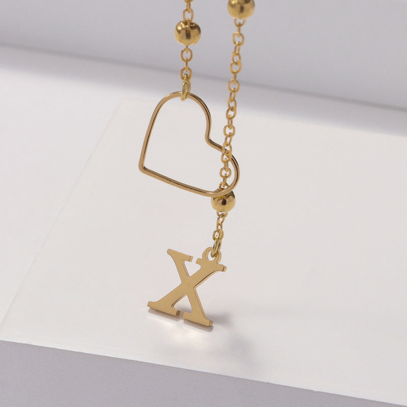 Hollow heart-shaped letter necklace