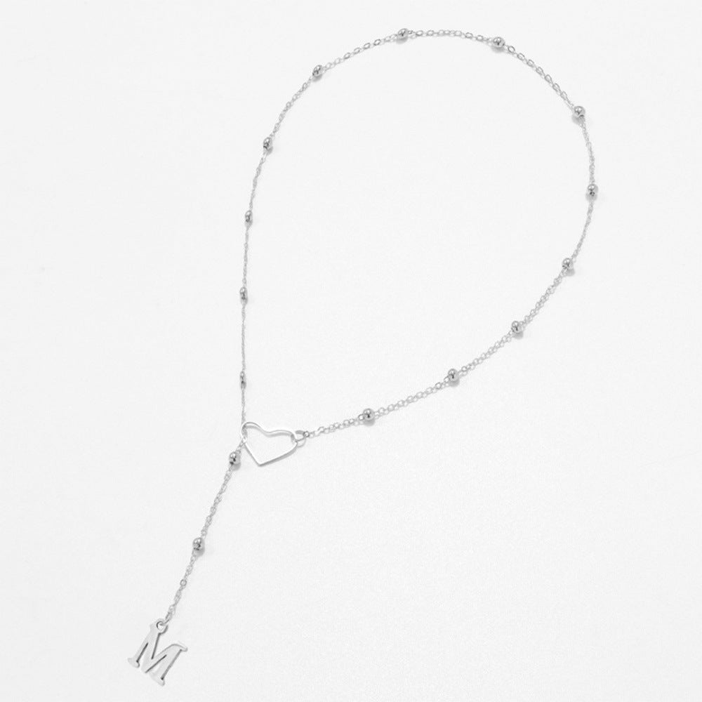 Hollow heart-shaped letter necklace