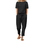 Ensemble femme pantalon fluide en tissu naturel respirant – style chic et confortable