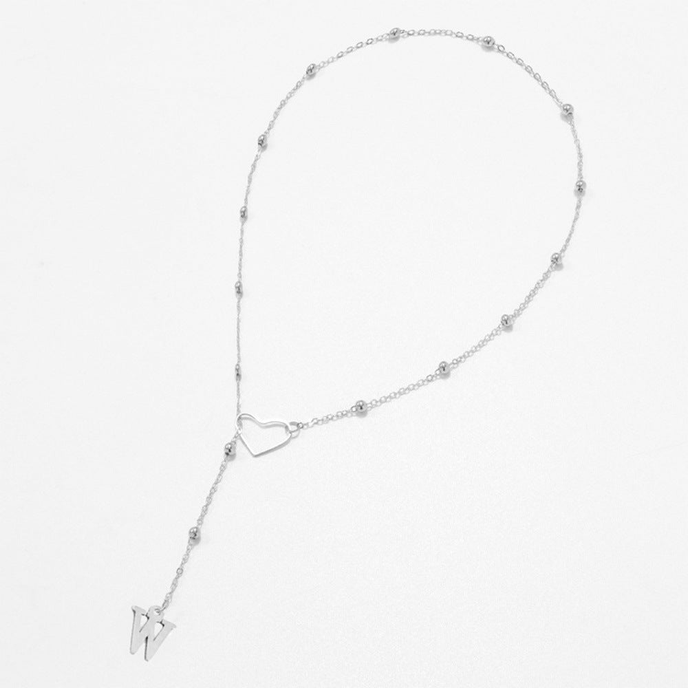 Hollow heart-shaped letter necklace