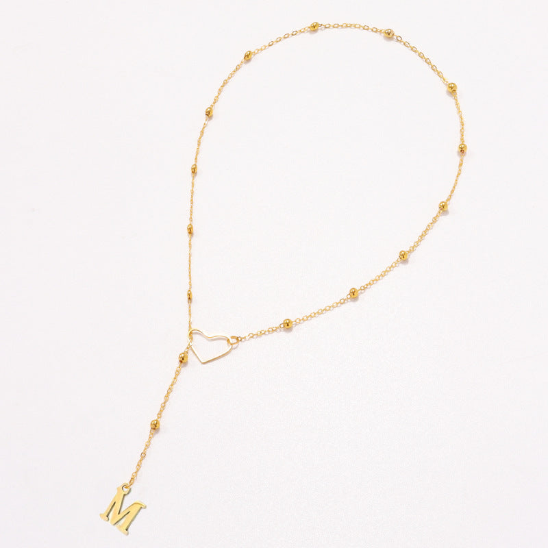 Hollow heart-shaped letter necklace
