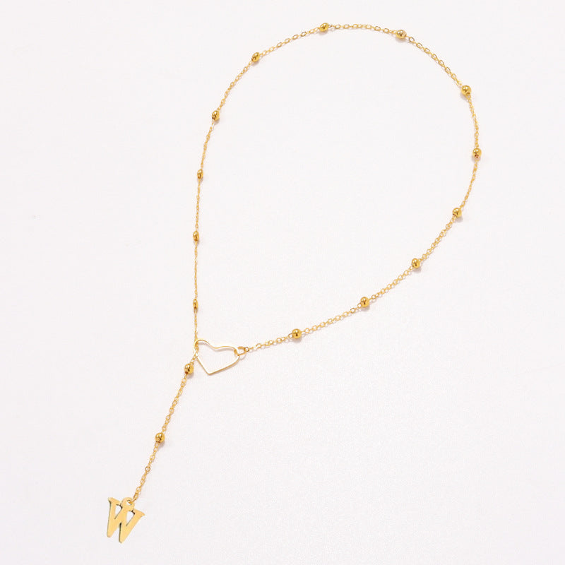 Hollow heart-shaped letter necklace