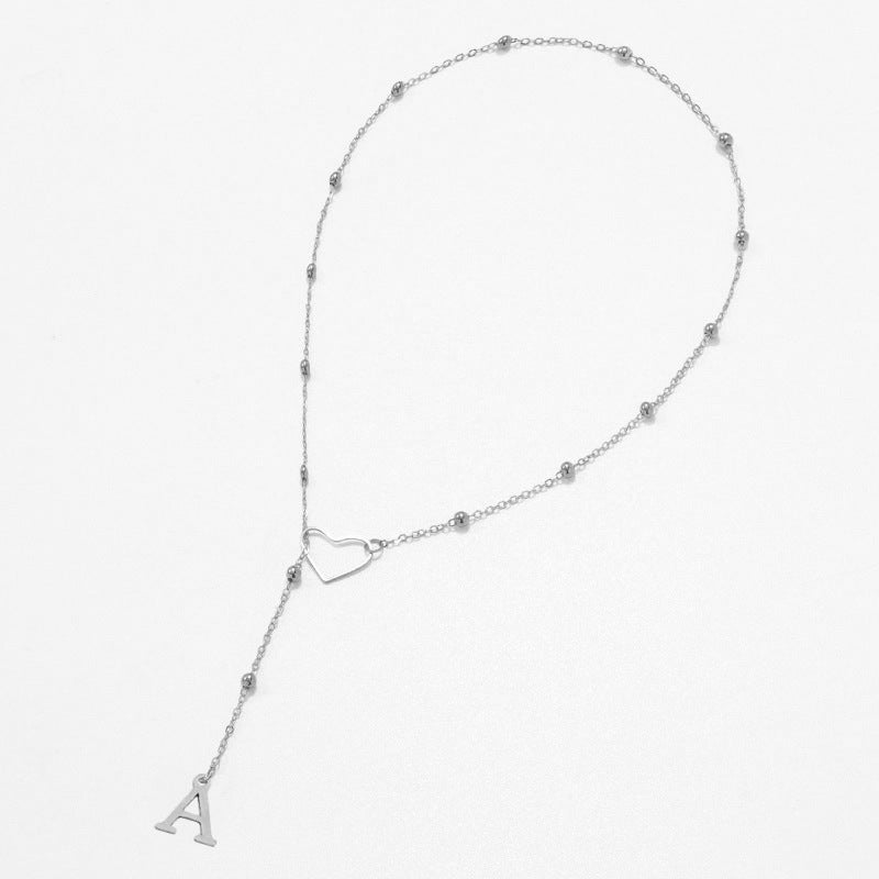 Hollow heart-shaped letter necklace