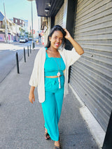 Pantalon fluide bleu turquoise 974