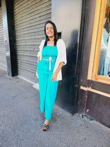 Pantalon fluide bleu turquoise 974