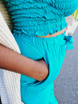 Pantalon fluide bleu turquoise 974