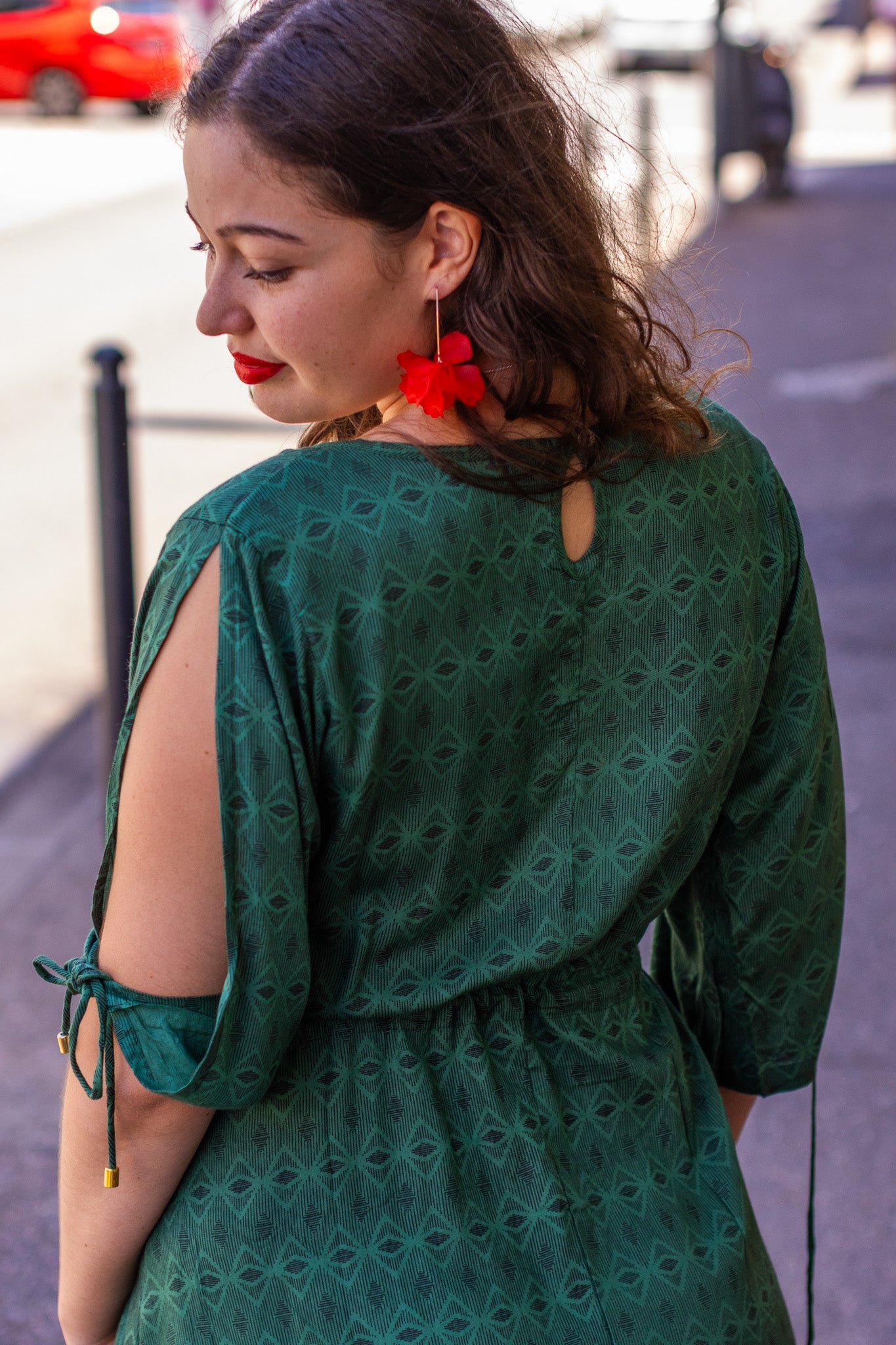 Robe verte manche ouverte 974,île de la Réunion
