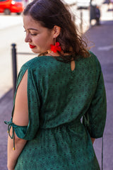 Robe verte manche ouverte 974,île de la Réunion
