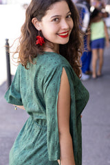 Robe verte manche ouverte 974,île de la Réunion