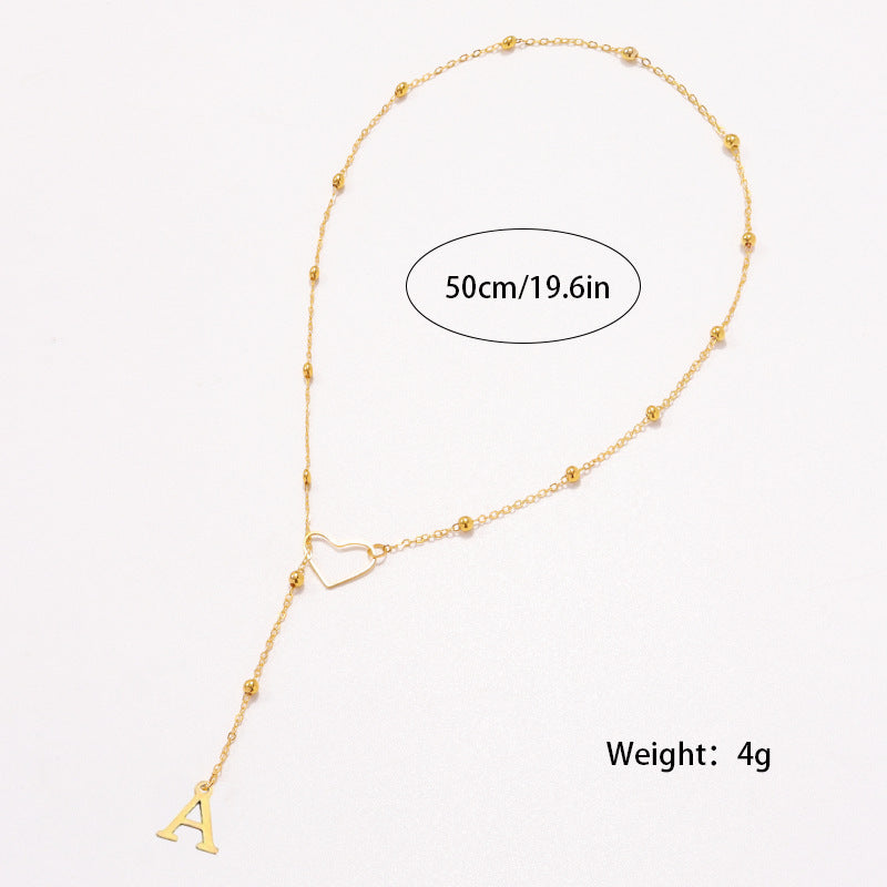 Hollow heart-shaped letter necklace
