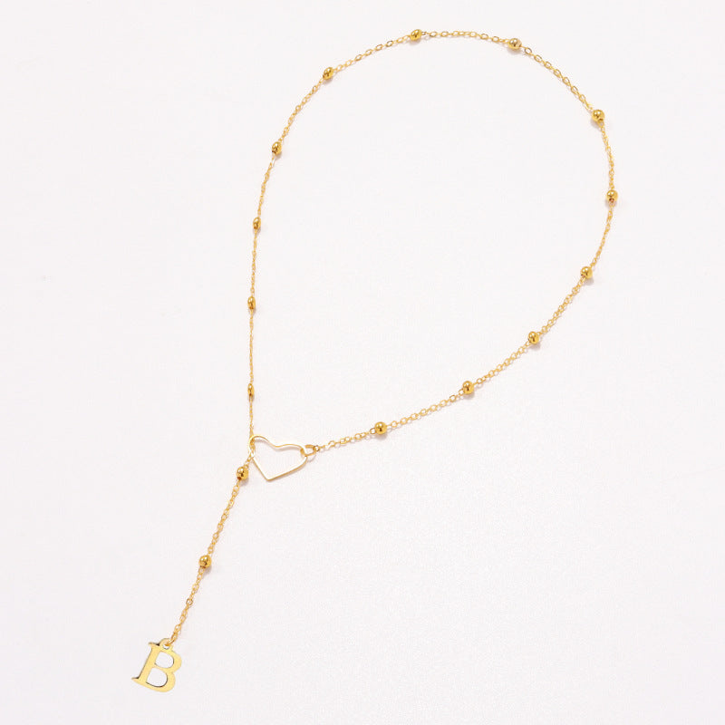 Hollow heart-shaped letter necklace