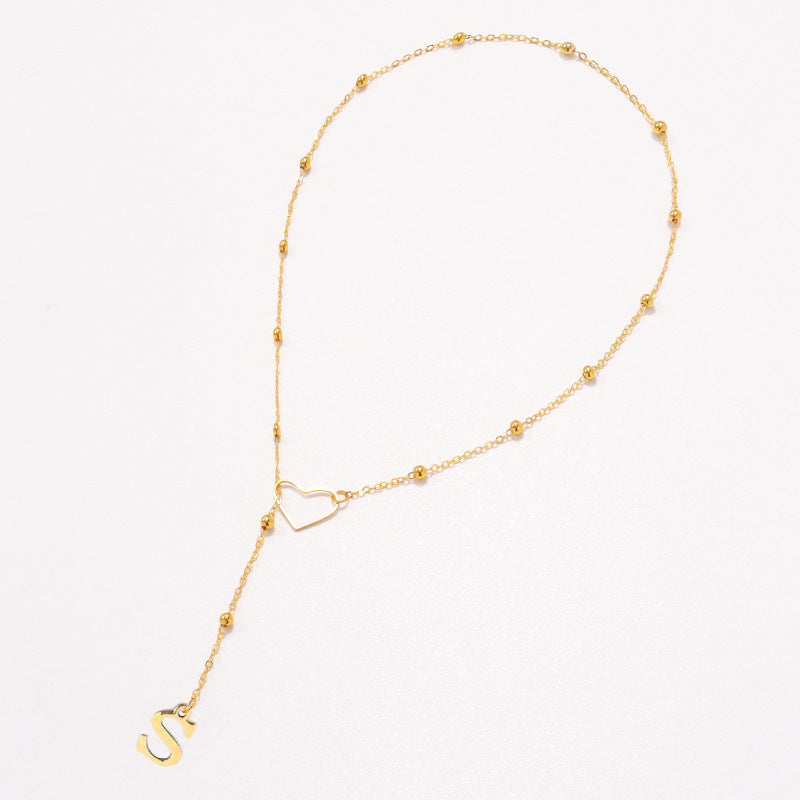 Hollow heart-shaped letter necklace