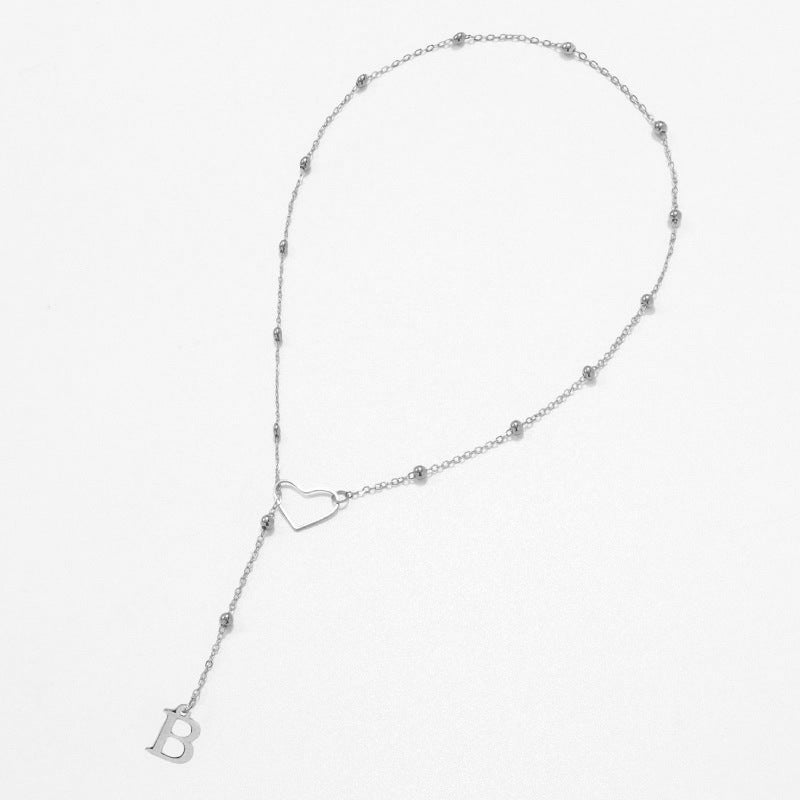Hollow heart-shaped letter necklace