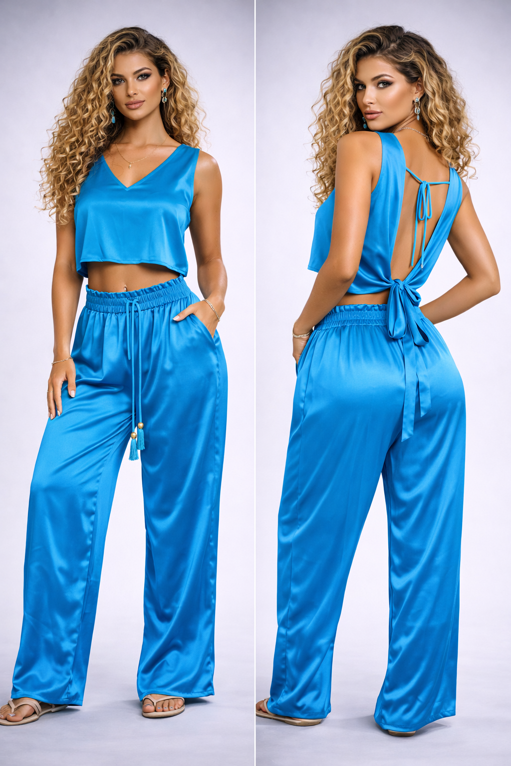 Ensemble pantalon en soie indienne – Plusieurs coloris