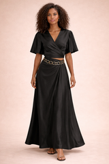 🌿 ENSEMBLE BRISE SOYEUSE – Jupe portefeuille & top cache-cœur en soie indienne